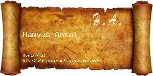Hamvas Antal névjegykártya